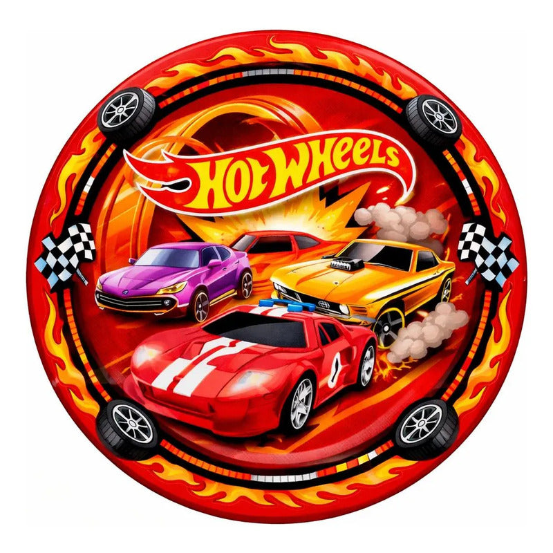 Pack 6 Platos Cumpleaños Hot Wheels Rojo