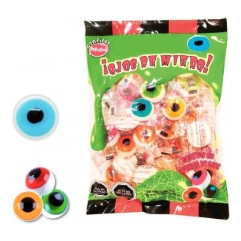Pack 36 Gomitas Dulce Individuales Ojos De Miedo Cumpleaños