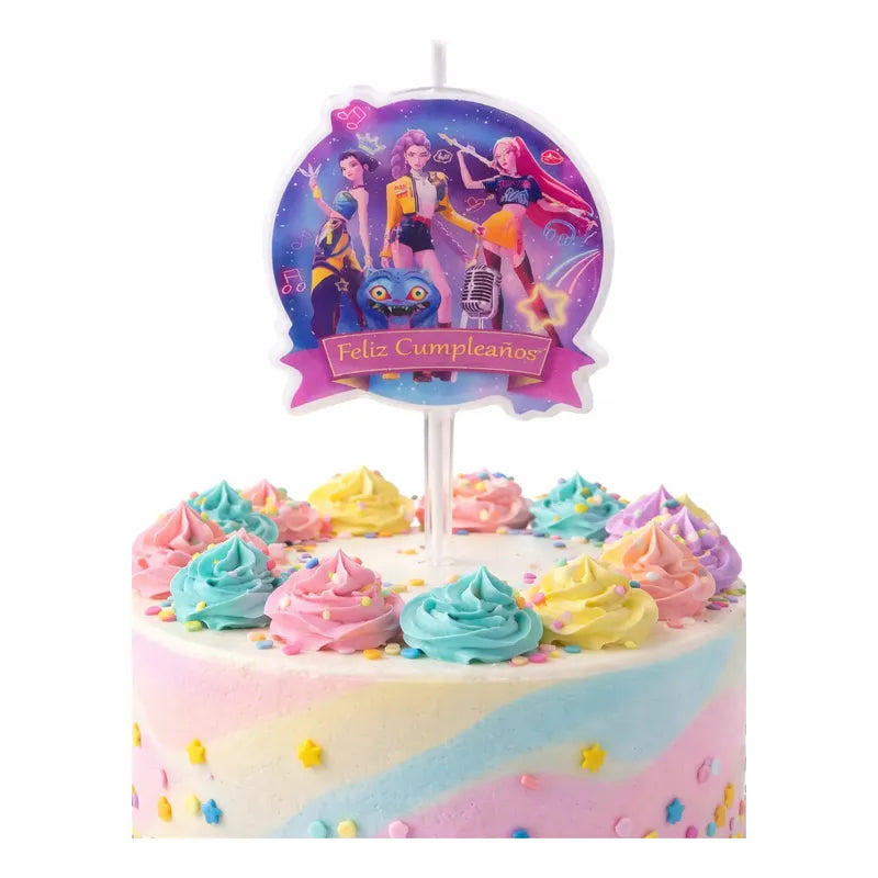 Vela Decorativa Feliz Cumpleaños Guerreras K-pop Huntrix