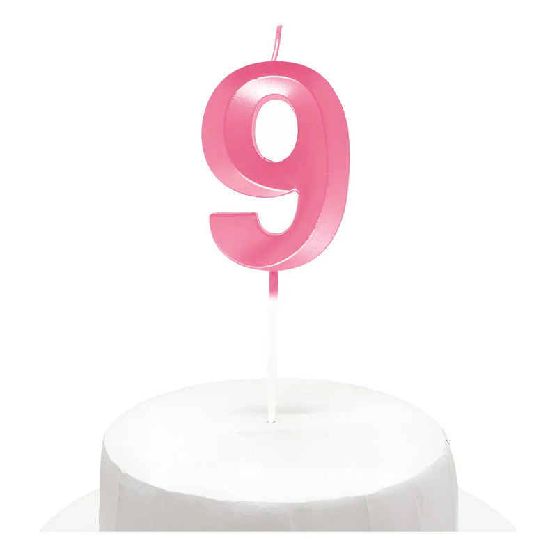 Vela De Cumpleaños Numeral Rosado Brillante 5x7 Cm