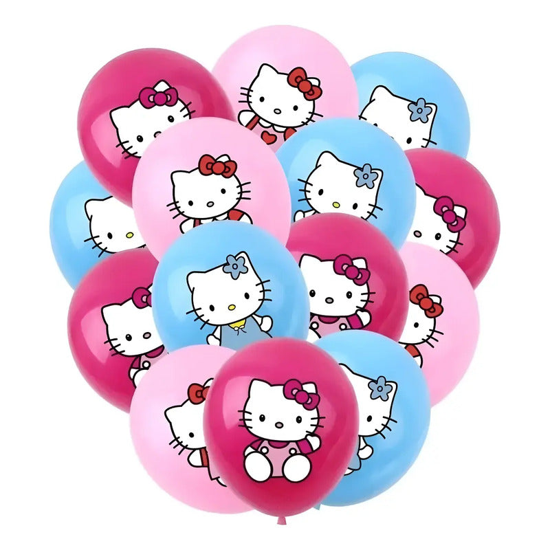 Set 10 Globos De Cumpleaños Hello Kitty Látex Rosa