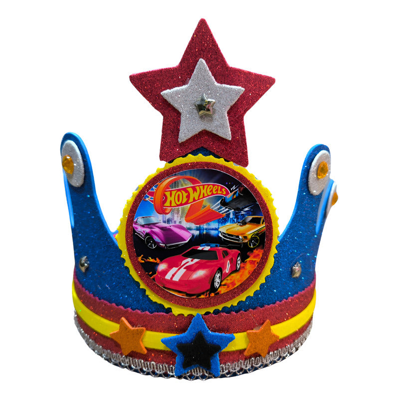 Corona Cumpleaños Festejado Hot Wheels Azul