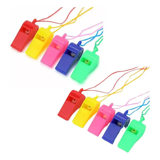 Pack 24 Silbatos Plásticos De Niños Con Colgante