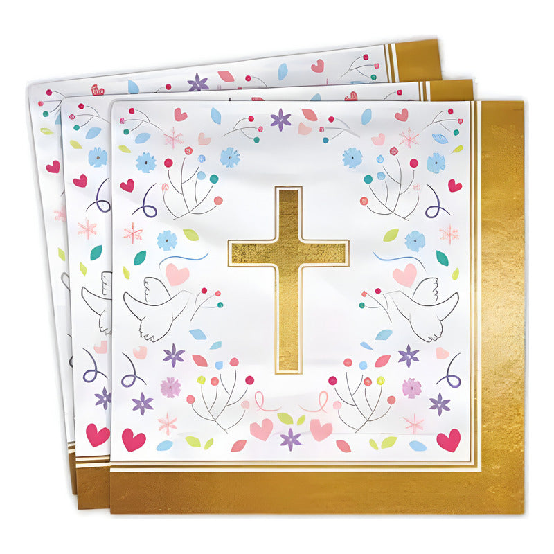 Set 12 Servilletas Cotillón Mi Primera Comunión Blanco