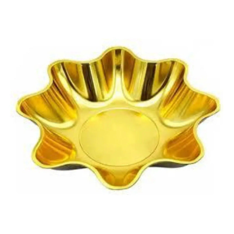 Pack 2 Bandejas Fuente Dorado Forma De Flor Para Aperitivos Dorado