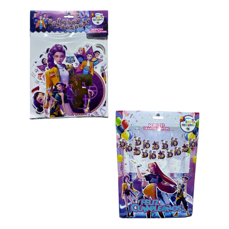 Cotillón Guirnalda Feliz Cumpleaños 3d Guerreras Kpop