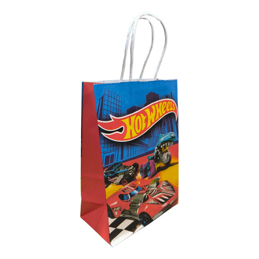 12 Bolsas Papel Cumpleaños Hot Wheels 16x21 Cm Rojo Hot Wheels