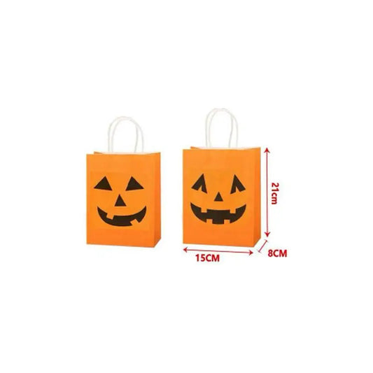 Pack 12 Bolsas Papel Kraft Cotillon Halloween Naranja