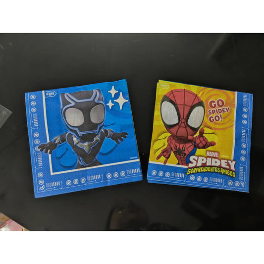 Pack 12 Servilletas Cumpleaños Spidey Y Sus Amigos Amarillo