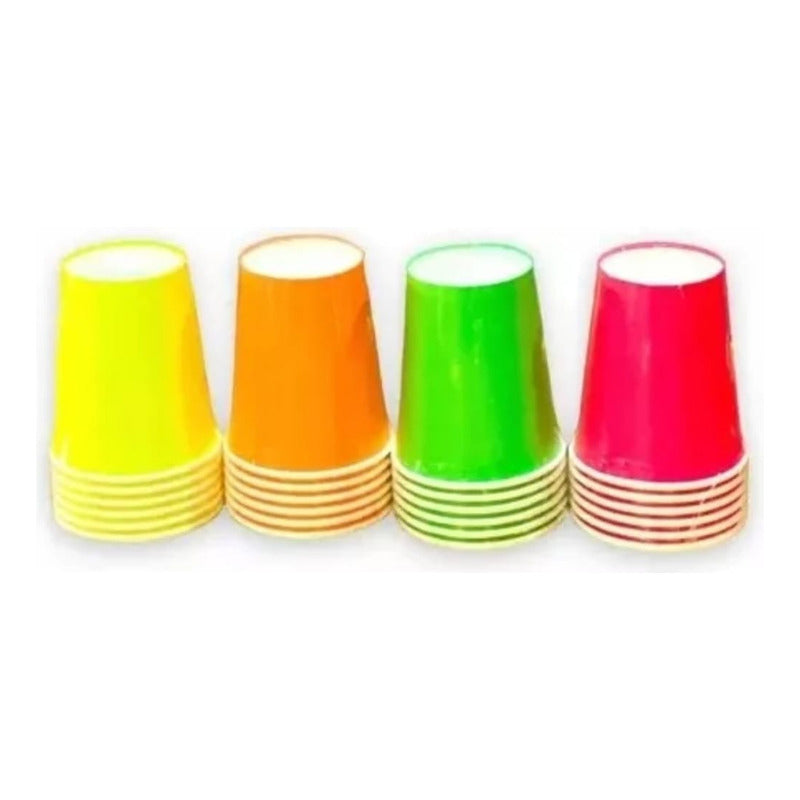 Pack Cotillón 10 Vaso Fluor - Neón 500 Ml