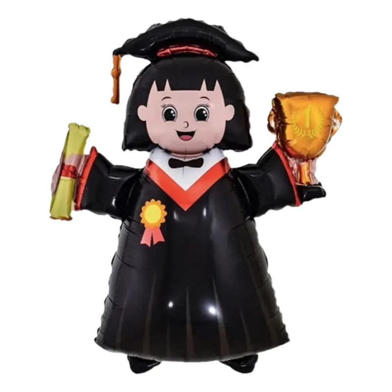 Globo Metalizado Figura Graduación 53x71 Cm Negro