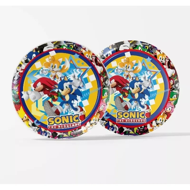 Pack 6 Platos Sonic De Cartón Para Cumpleaños