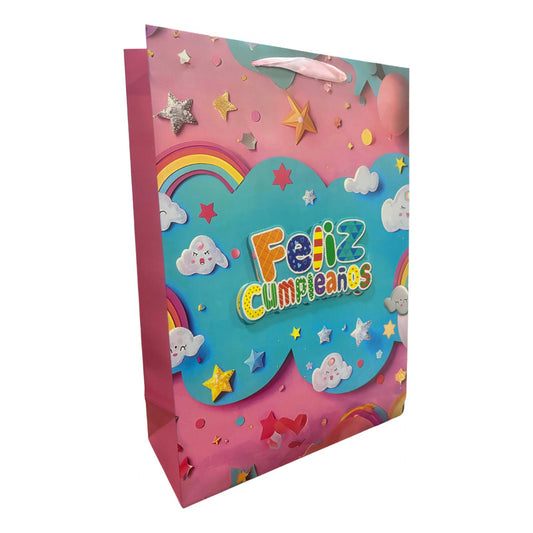 Bolsa De Regalo Feliz Cumpleaños 42x30x12 Cm