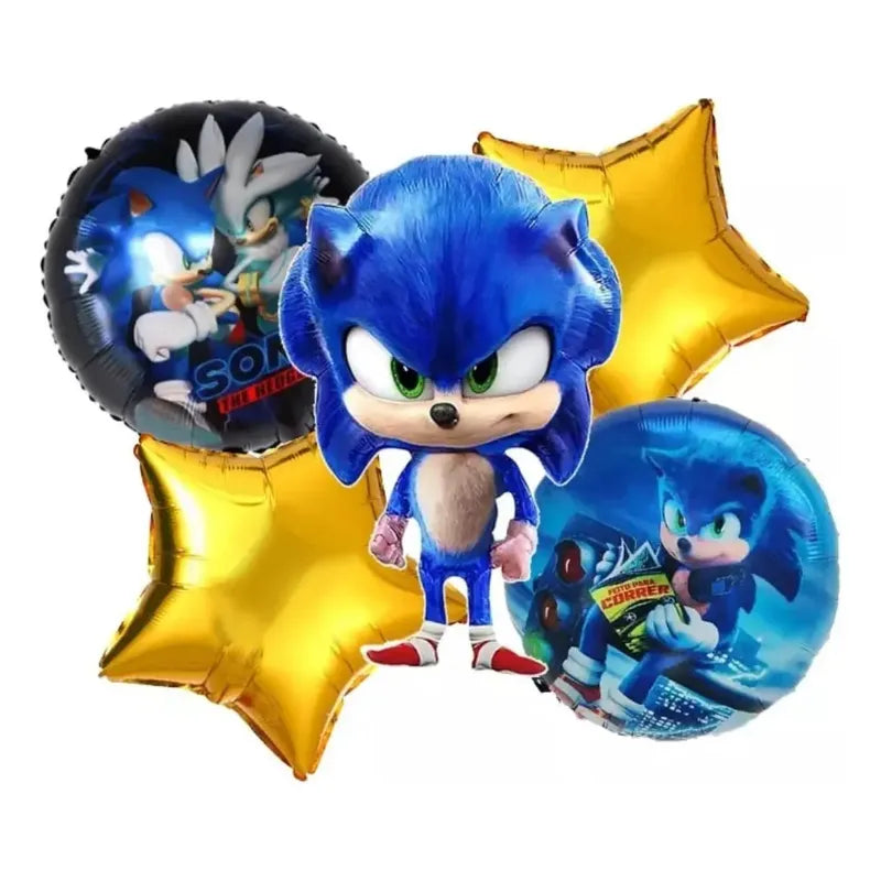 Set De Globos De Cumpleaños Sonic 5 Pzs