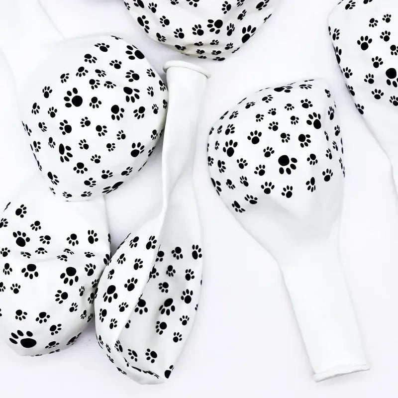 50 Globos De Látex Huellas De Patita De Perro Para Fiestas Blanco