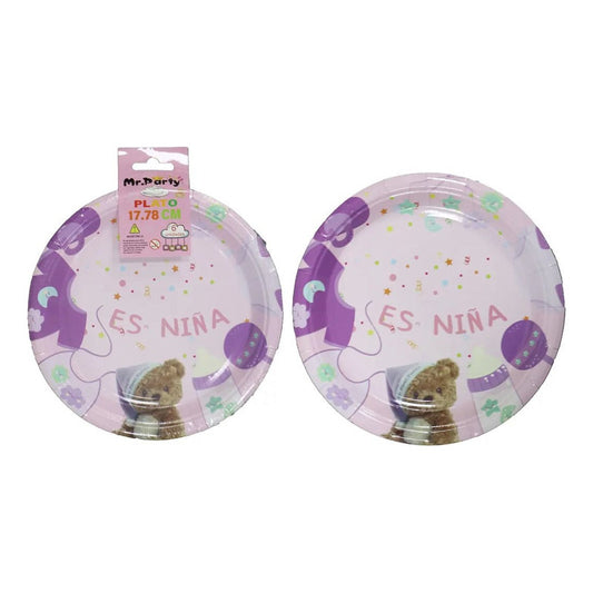 Pack 6 Platos Cotillón Baby Shower Niña