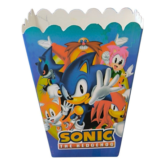 Pack 6 Cajas De Cabritas Pop Corn Sonic Cotillón Azul