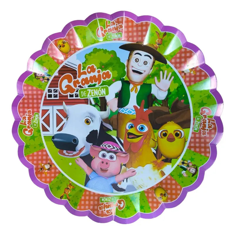 Pack 4 Bandejas Cumpleaños Granja De Zenon ( Cartón 32 Cm )