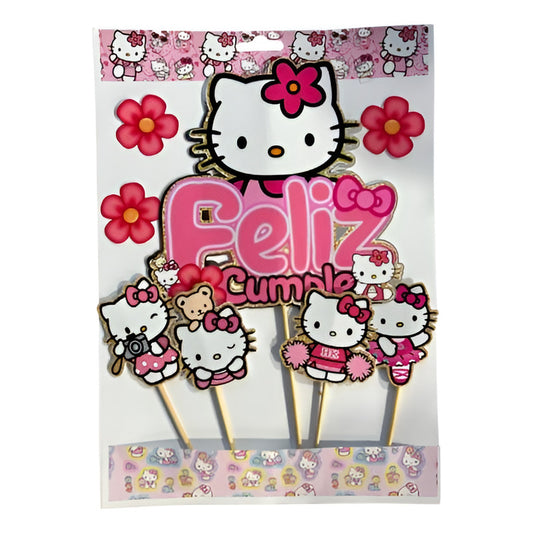 Pack 5 Topper Para Torta Hello Kitty Cotillon Cumpleaños