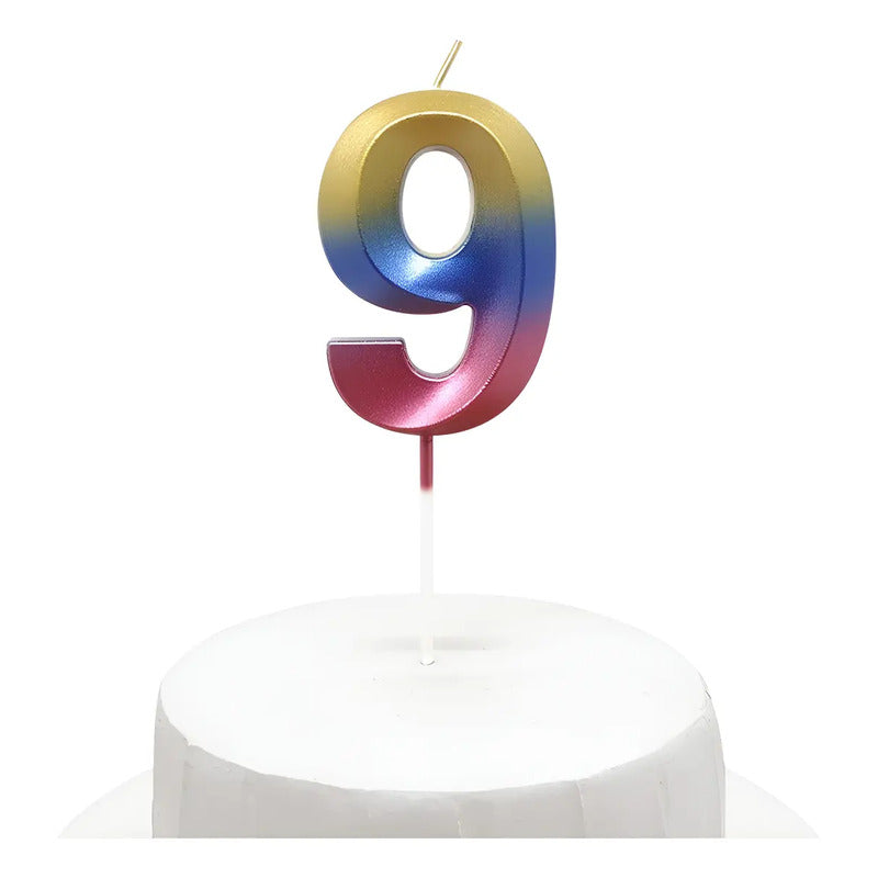 Vela De Cumpleaños Numeral Tornasol Brillante 5x7 Cm
