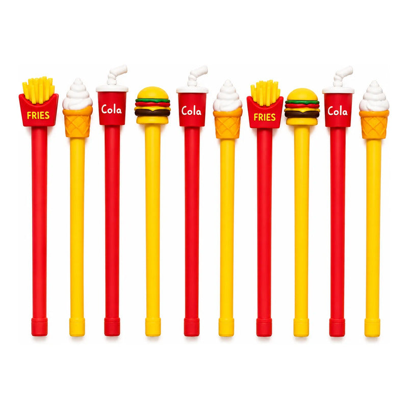 Set 10 Lápices Pasta Fantasía Figuras Comida Rápida Kawaii Surtido