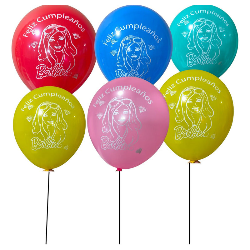 Pack 12 Globos Látex Barbie Fucsia Barbie