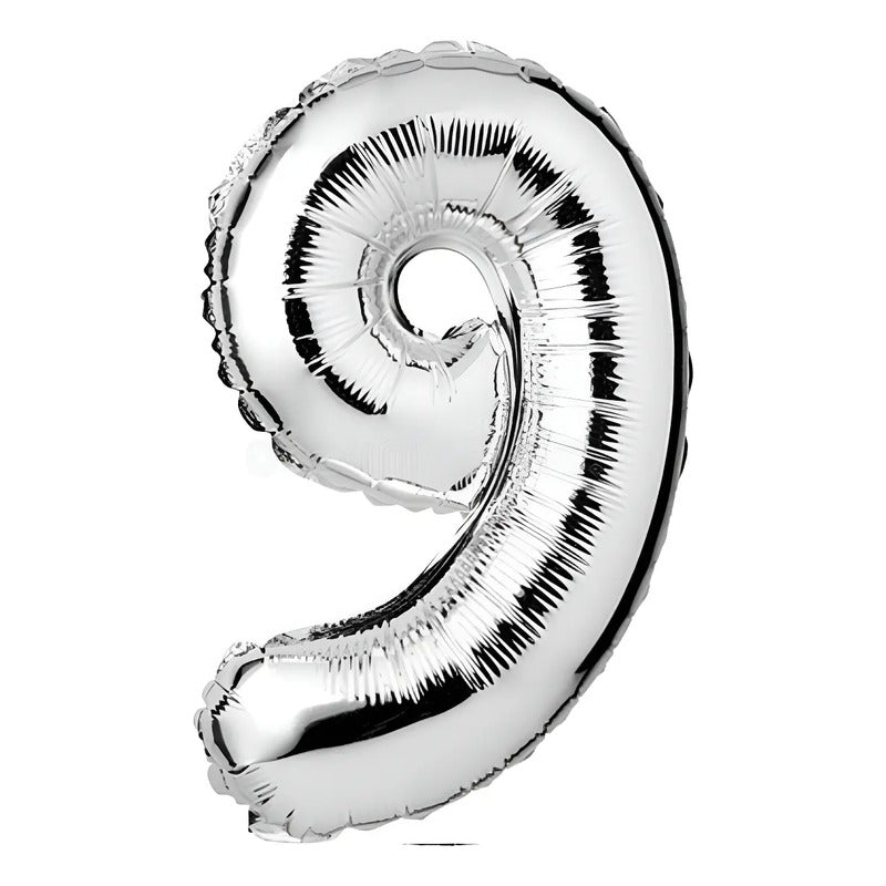 Globo Número Plateado Metalizado 80 Cm Cumpleaños