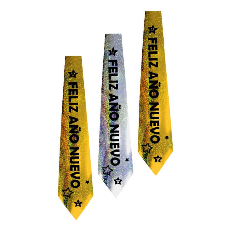 Cotillón Año Nuevo Pack 3 Corbatas Cartón
