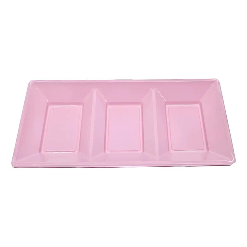 Pack 3 Bandejas Rectangular Compartida De Color 37x18 Cm