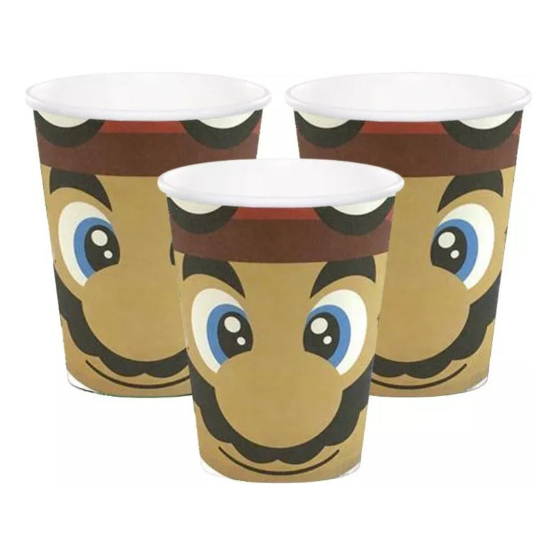 Pack 6 Vasos Súper Mario Bross Rojo