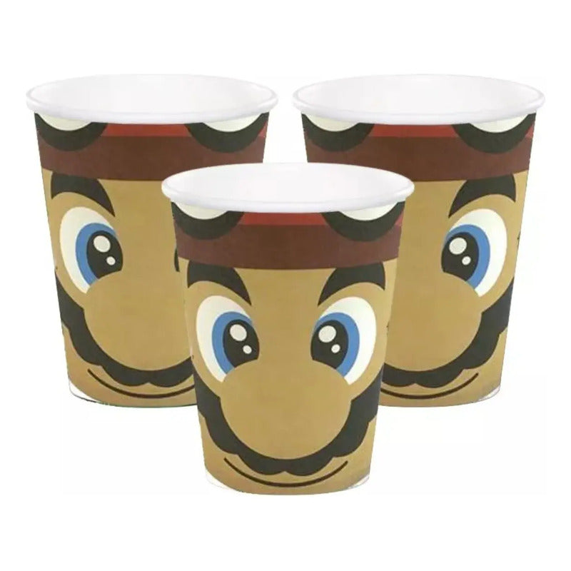 Pack 6 Vasos Súper Mario Bross Rojo