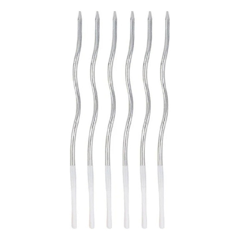 Pack 12 Vela De Cumpleaños Ondas Plateada