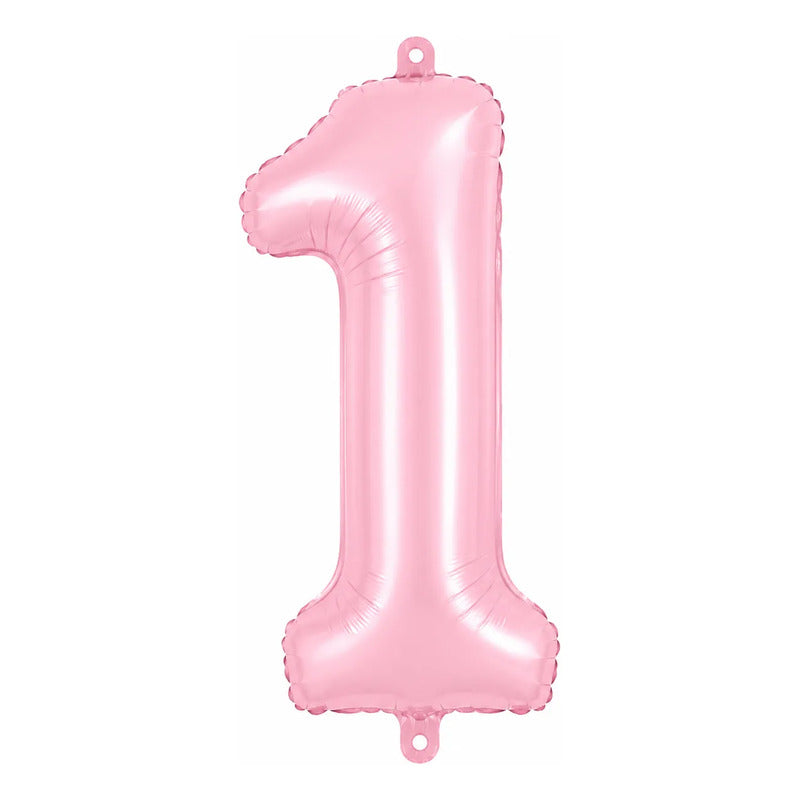 Globo Metálico Número 81 Cm Rosado Pastel Para Fiesta 1