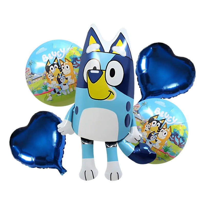 Set De Globos De Cumpleaños Bluey (5 Unidades) Celeste