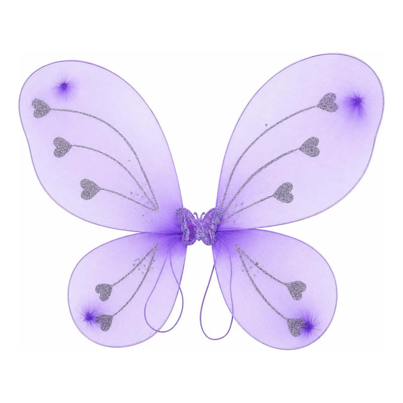Alas De Mariposa Moradas Con Glitter Disfraz Hada Para Niña Morada