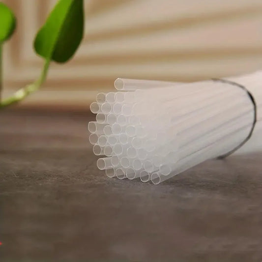 50 Bombillas Plásticas Desechables Transparentes Gruesas Transparentes