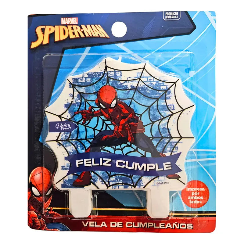 Vela Spiderman Cumpleaños Telaraña Blanca Palms 10cm