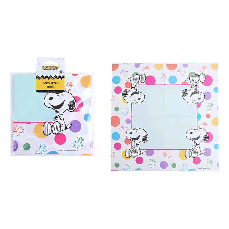 Pack 16 Servilletas Cumpleaños Snoopy Cotillón Blanco