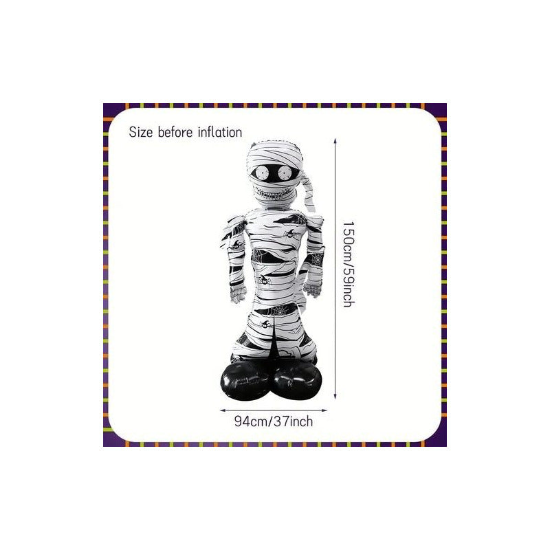 Globo Gigante Metalizado Momia Halloween Blanco