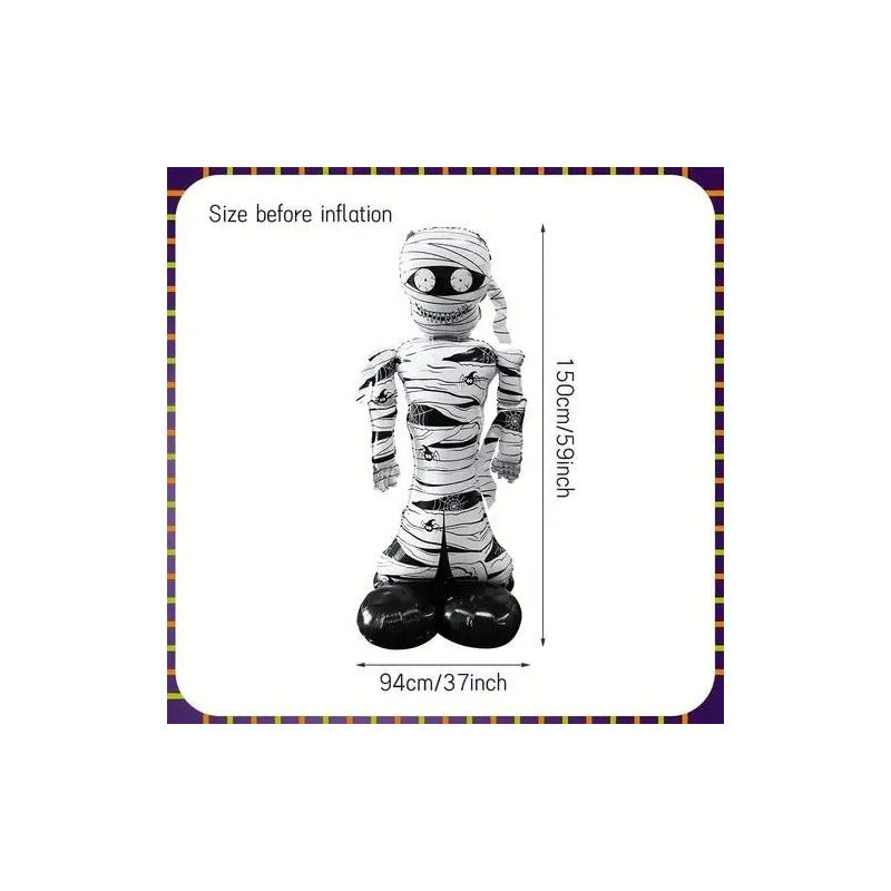 Globo Gigante Metalizado Momia Halloween Blanco