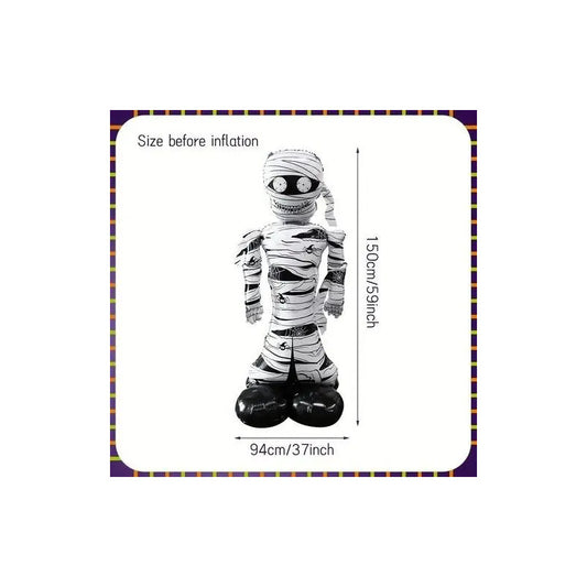 Globo Gigante Metalizado Momia Halloween Blanco