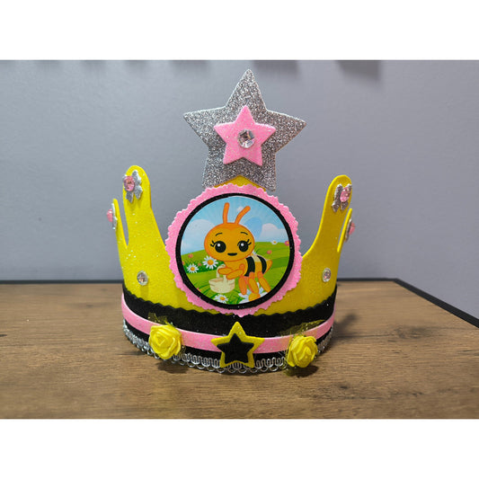 Corona Cumpleaños Festejado Abejita Chiquitita Plim Plim Amarillo