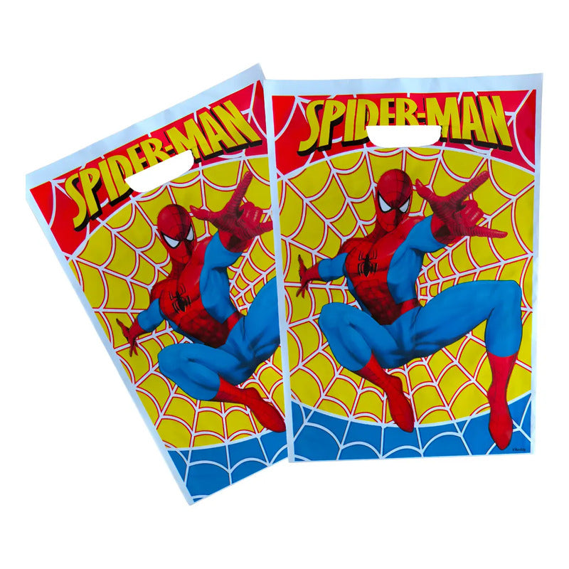Pack 10 Bolsas Cumpleaños Spiderman 20x30 Cm Rojo Spiderman