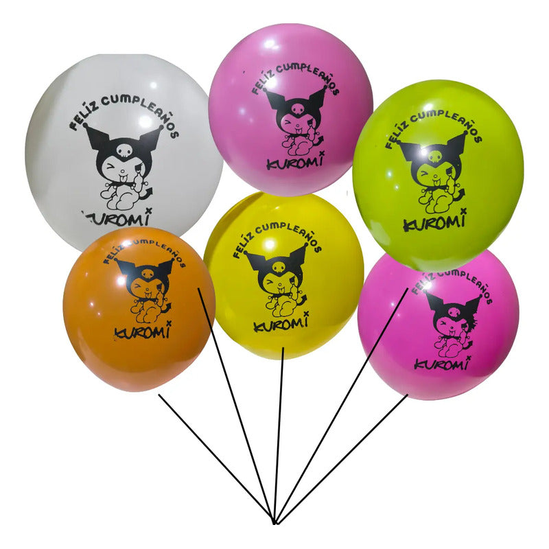 Pack 12 Globos Latex Decoración Kuromi Violeta