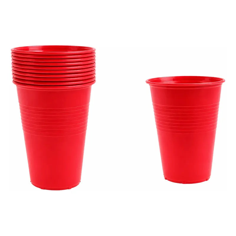 Pack 50 Vasos Plásticos De Color Para Fiestas 10oz - 300cc Rojo