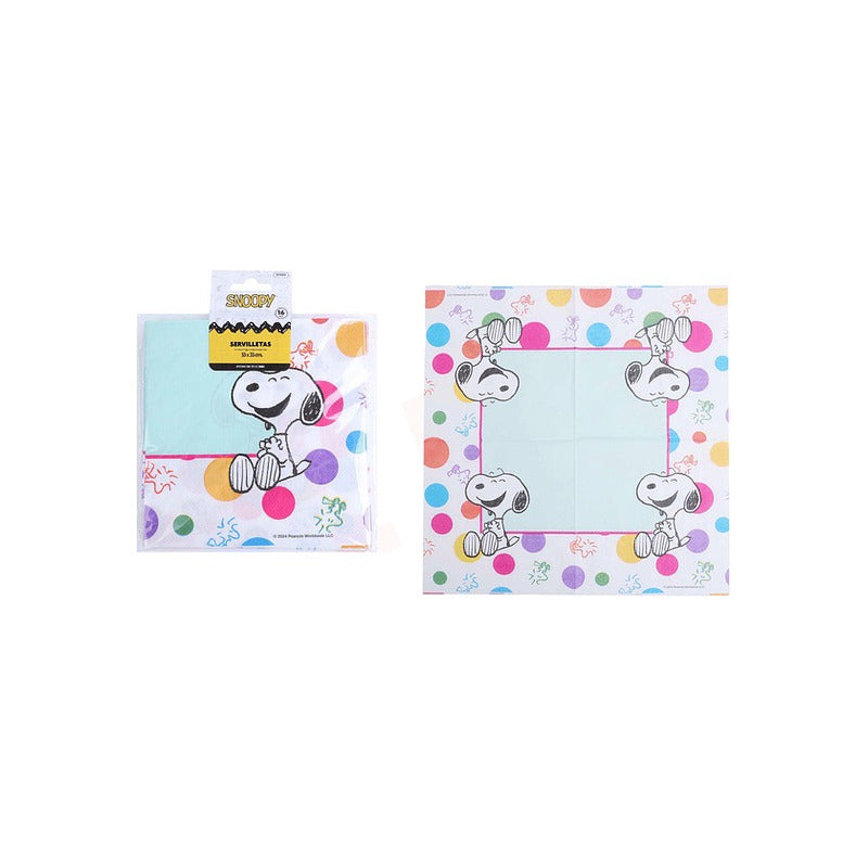 Pack 16 Servilletas Cumpleaños Snoopy Cotillón Color Blanco