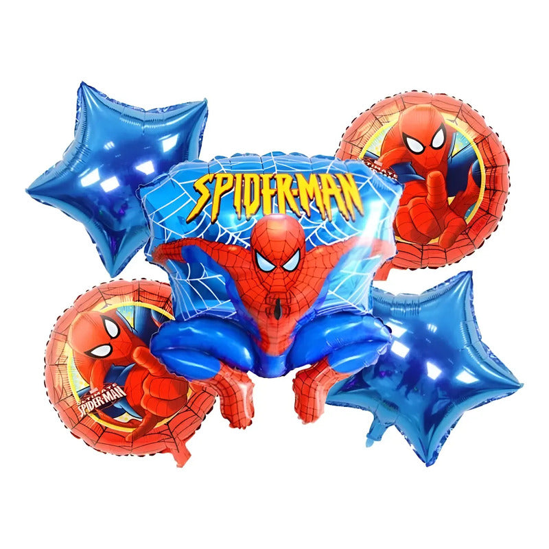 Set De Globos Cuerpo Spiderman Metalizado (5 Unidades ) Rojo