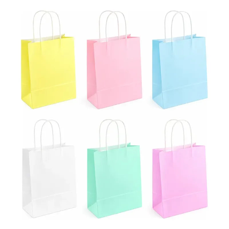 Pack 6 Bolsas De Papel Colores Pasteles 16x21 Para Cotillón Surtido