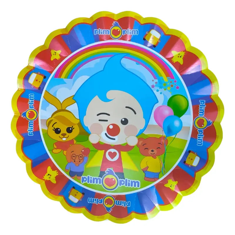 Pack 4 Bandejas Cumpleaños Payaso Plim Plim ( Cartón 32 Cm )