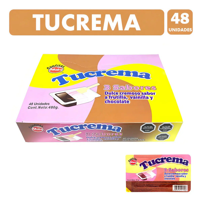Dulce Cremoso Mabu 48 Unidades Sabores Vainilla Frutilla Chocolate